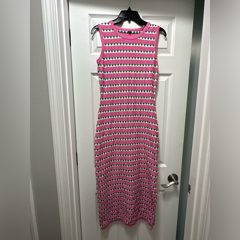 BOGO *ALL MATERNITY* Maternity Sleeveless Striped Bodycon Knit Midi Dress